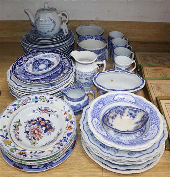 A large collection of 19th century and later blue and white china,